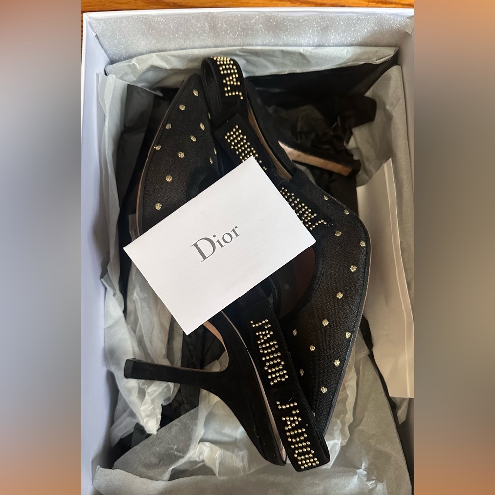 Dior Black and Gold Heels with Elegant Design